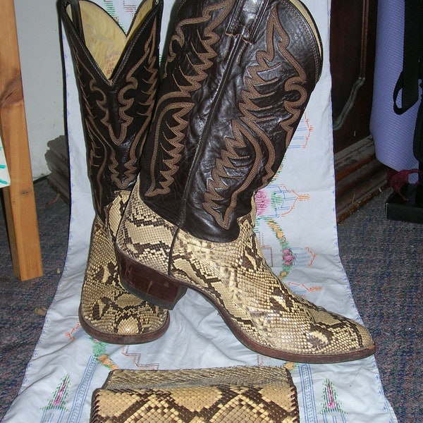 On hold for Teresa men's King Python Justin Boots size 10 1/2 and matching wallet