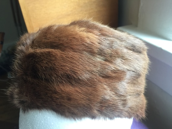 Vintage mink pillbox hat
