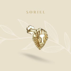 14K Solid Gold Lion Head Flat Back Earrings Lobe Tragus Helix Cartilage Earring Studs Real Leo Everyday Jewelry Minimalist 18 Gauge