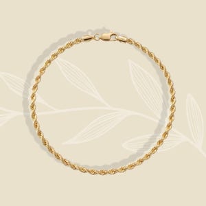 Bracciale a catena intrecciata in oro 14 carati, ideale per uomo e donna.