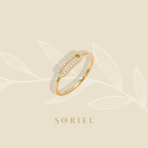 14K massivt guld Gem diamantring Gåva tunna minimalistiska smycken Silver
