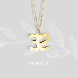14K Solid Gold Number Necklace Custom Number Personalized Sport Gift Simple Sterling Silver Double Digit Personalized Jewelry Delicate