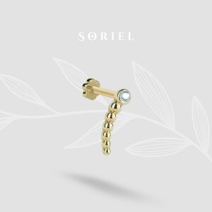14K Solid Gold Wurm Flatback CZ Flat Back Ohrringe Knorpel Threadless Helix Ohrstecker Tragus Lobe Piercing Tier Tiny Schmuck