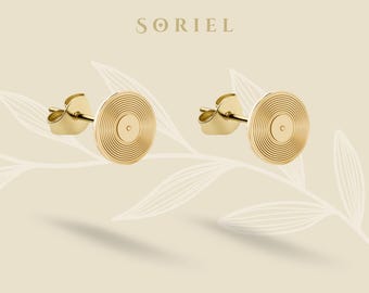 14K Gold Schallplatte Album Musik Ohrstecker Ohrringe Ohrstecker Silber Tiny Lobe