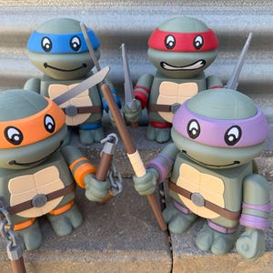 4x Teenage Mutant Ninja Turtles 3D Printed