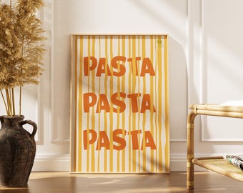 Pasta Typography Wall Art Print Trendy Kitchen Pasta Poster Digital Download