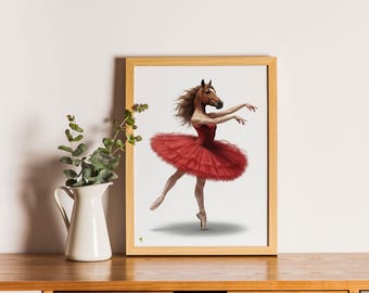 2026 Horse Symbol Art Ballerina Ballet Print New Year Digital Wall Decor