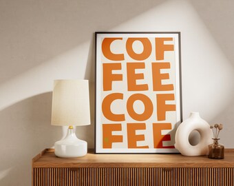 Trendy Cafe Letter Art Print Coffee Kitchen Decor Typography Digital File