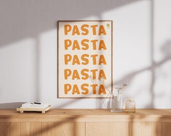 Modern Pasta Letter Poster Minimalist Kitchen Pasta Art Digital Print