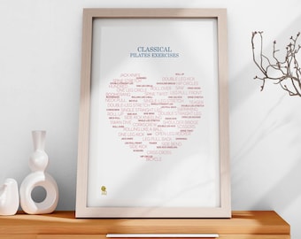 Pilates Exercises Heart Print, Fitness Studio Decor (Digital Download)