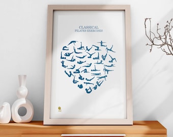Pilates Heart Print | Classical Exercises, Fitness Studio Decor (Digital Download)