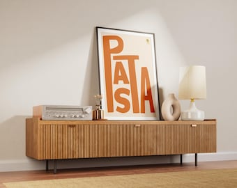 Trendy Pasta Letter Art Print Pasta Kitchen Decor Typography Digital File