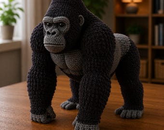 Realistic Gorilla Crochet Pattern PDF, Silverback Amigurumi Tutorial (Digital Download)