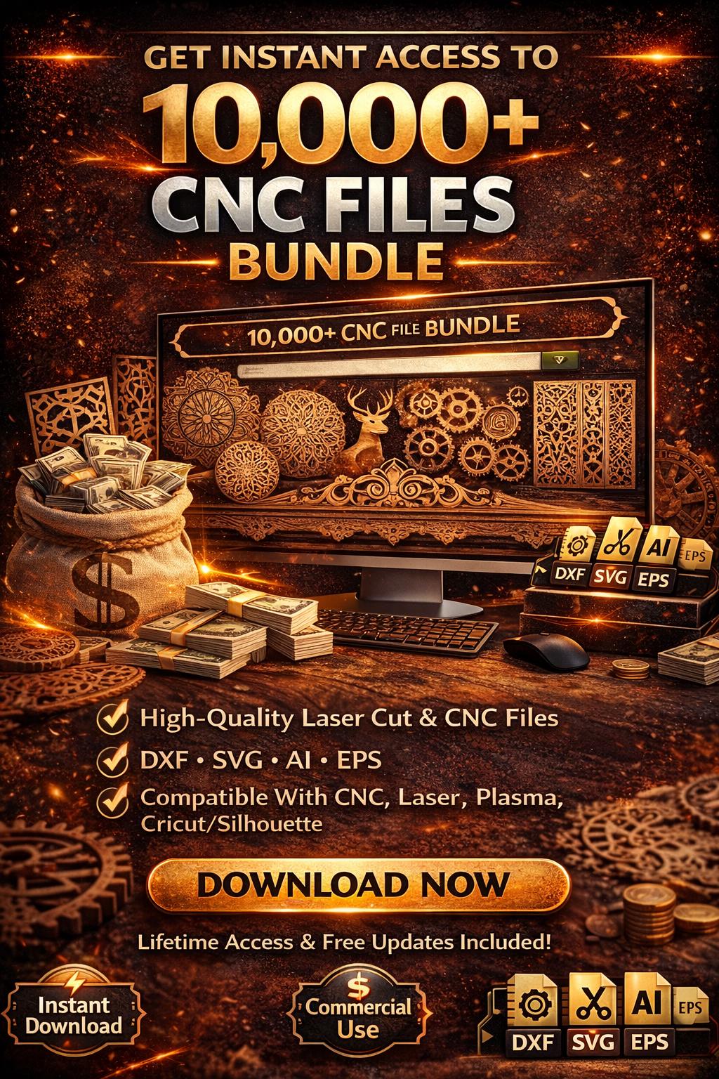 Cnc Router Files Locket 10,000+ CNC Router Files Bundle – Mega CNC Design Pack for Laser ...