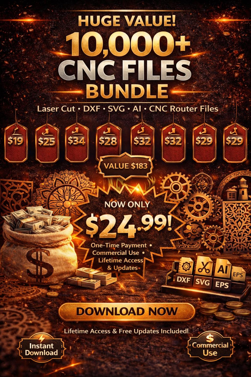 10,000+ CNC Router Files Bundle – Mega CNC Design Pack for Laser ...