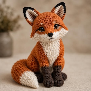 Virkmönster för realistiskt rävmönster i PDF-format, handledning för amigurumi i skogsmark (digital nedladdning)