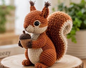 Realistische Eichhörnchen-Häkelanleitung (PDF), Waldtier-Amigurumi-Tutorial, Waldtier-Plüschtier (Digitaler Download)