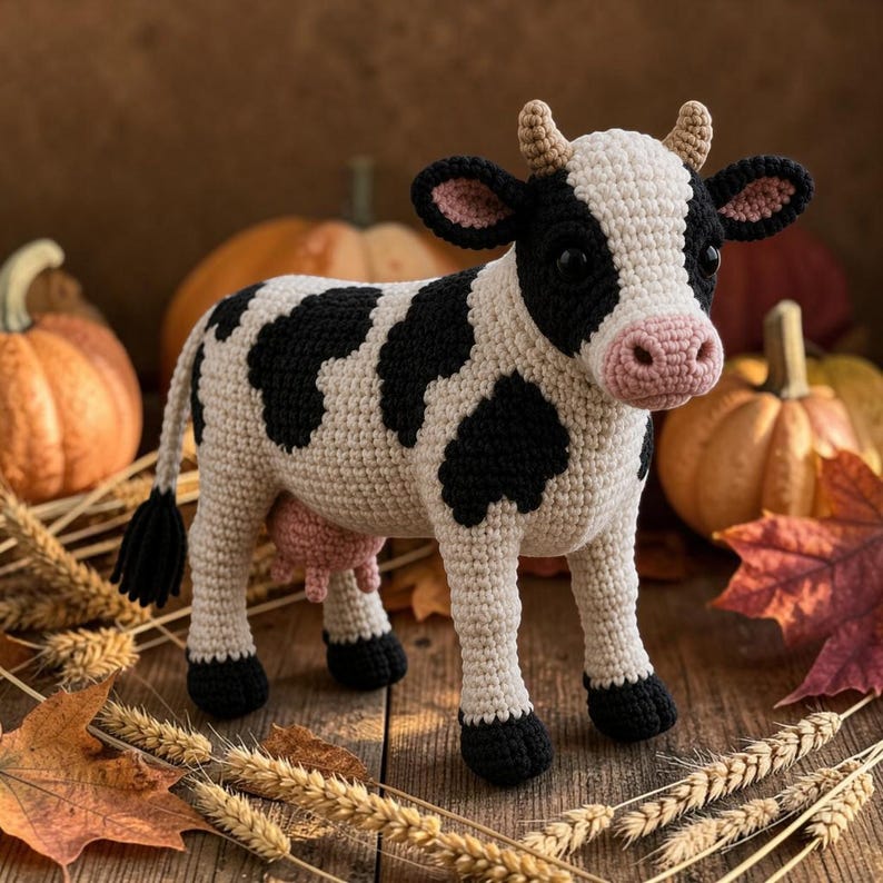 Farm Texture Pattern Realistic Holstein Cow Crochet Pattern (PDF), Amigurumi Farm Animal ...