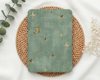 Green Star & Moon Simple Kindle Case,Kobo Cover,Auto Wake/Sleep Case for Kindle 11th Gen 2024, Paperwhite 2021 Cover 6.8" Case, Bookish Gift