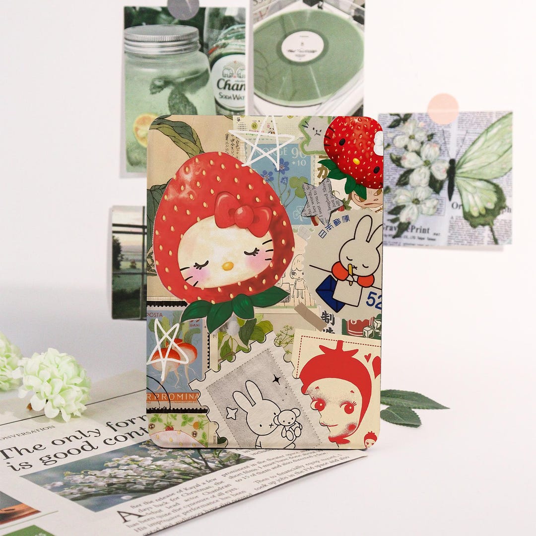 Cute Strawberry Collage Kindle Case,kobo Cover,auto Wake/sleep Case for ...