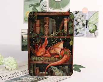 Funda para Kindle Dragon Bookshelf, funda para Kobo, funda con función de encendido y apagado automático para Kindle de 11.ª generación (2024), funda para Paperwhite (2021) de 6,8", regalo ideal para los amantes de los libros.