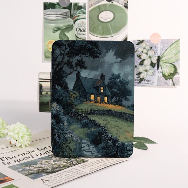 Cottage Rainy Night Tree Kindle Case,Kobo Cover,Auto Wake/Sleep Case for Kindle 11th Gen 2024,Paperwhite 2021 Cover 6.8"Case,Bookish Gift