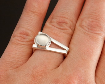Sterling Silver White Moonstone Ring, Alternative Engagement Ring