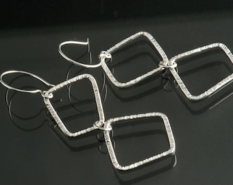 Sterling Silver double Freeform loops dangle Earrings, Sterling Silver Ear wire, light weight earrings