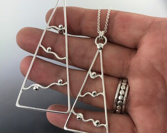 Handmade Sterling Silver Christmas Tree Brooch or Pendant