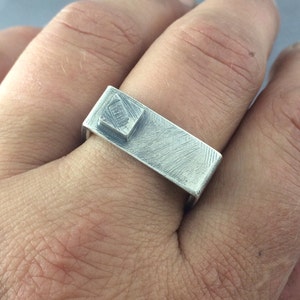 Square Sterling Silver Ring, Man or Woman's modern Wedding Ring, Man's Silver Square Ring, women's Silver Square Ring, Made to Order