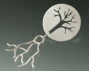 Family Tree and It's Roots Brooch in Sterling Silver, One of a Kind and Ready to Ship, Brooch a Week Challenge, Brooch #7