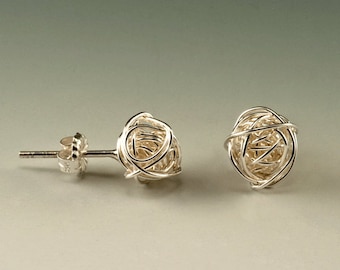 Sterling Silver Stud Earrings sterling posts Wire Balls