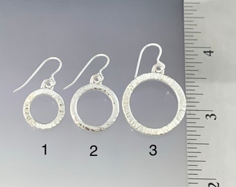 1 PAIR of Handmade Sterling Silver hoop dangle earrings- your choice between 3 styles