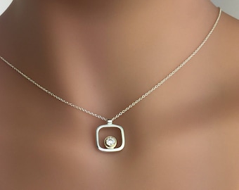 Handmade Diamond or Moissanite Pendant, 14kt Yellow Gold and Sterling Silver