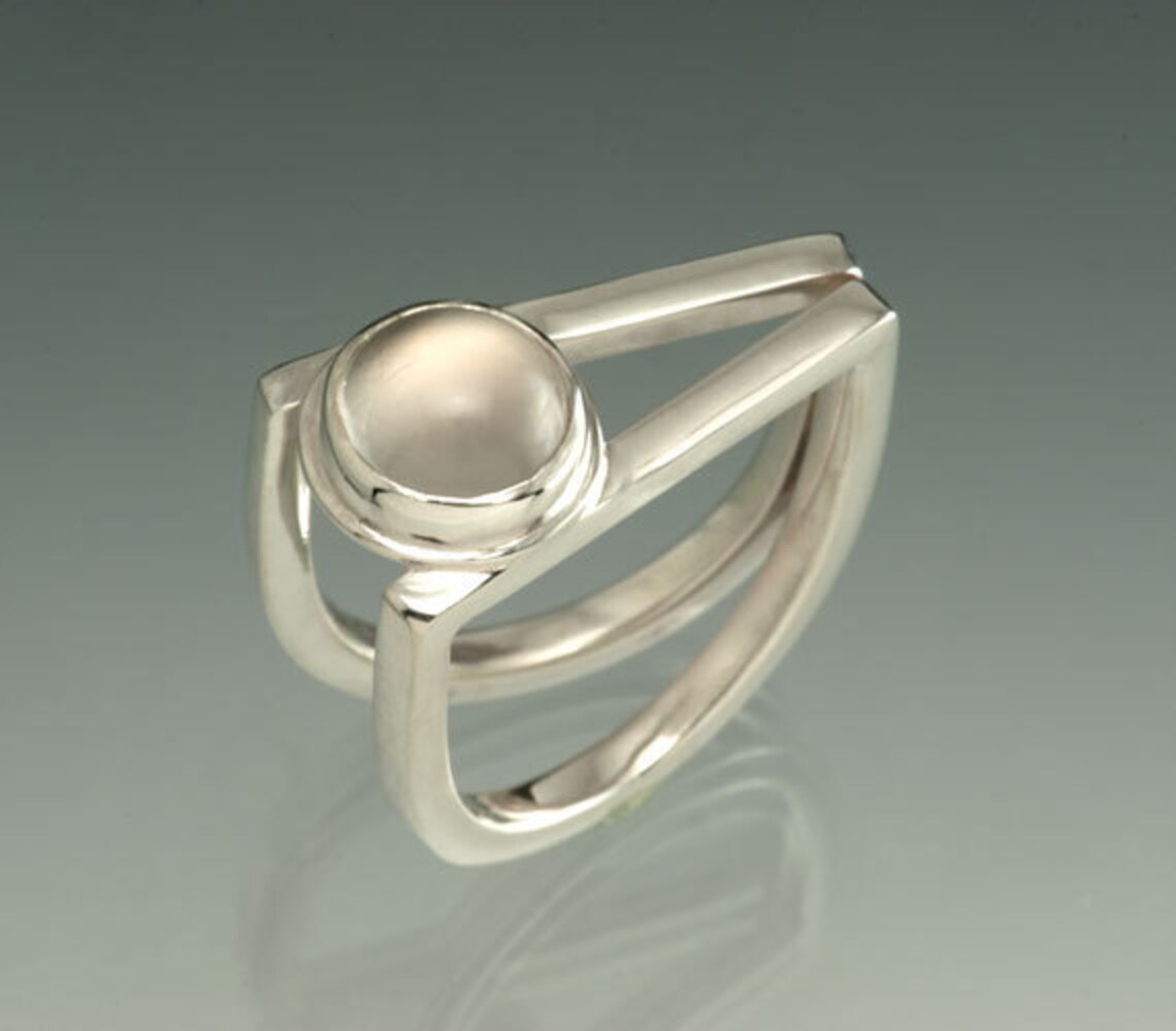 Sterling Silver White Moonstone Engagement Ring Alternative Etsy