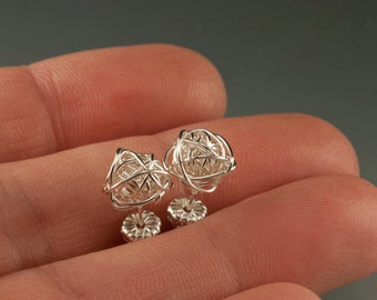 Sterling Silver Stud Earrings sterling posts Wire Balls