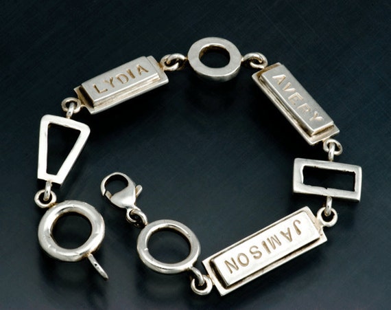 Hand Stamped Sterling Silver Mothers Bracelet