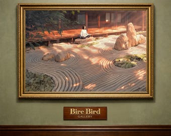 Zen Garden Wall Art : Japanese Rock Garden Meditation Scene, Calm Japandi Nature Aesthetic Decor (Digital Download)
