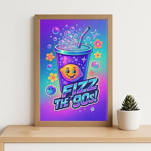Lustige Hot Dog Retro Wand Kunst zum Ausdrucken | 90er Jahre Groovy Skateboard Poster | BITE ME BABY Typografie Digitaler Download | Funky Küche Dekor