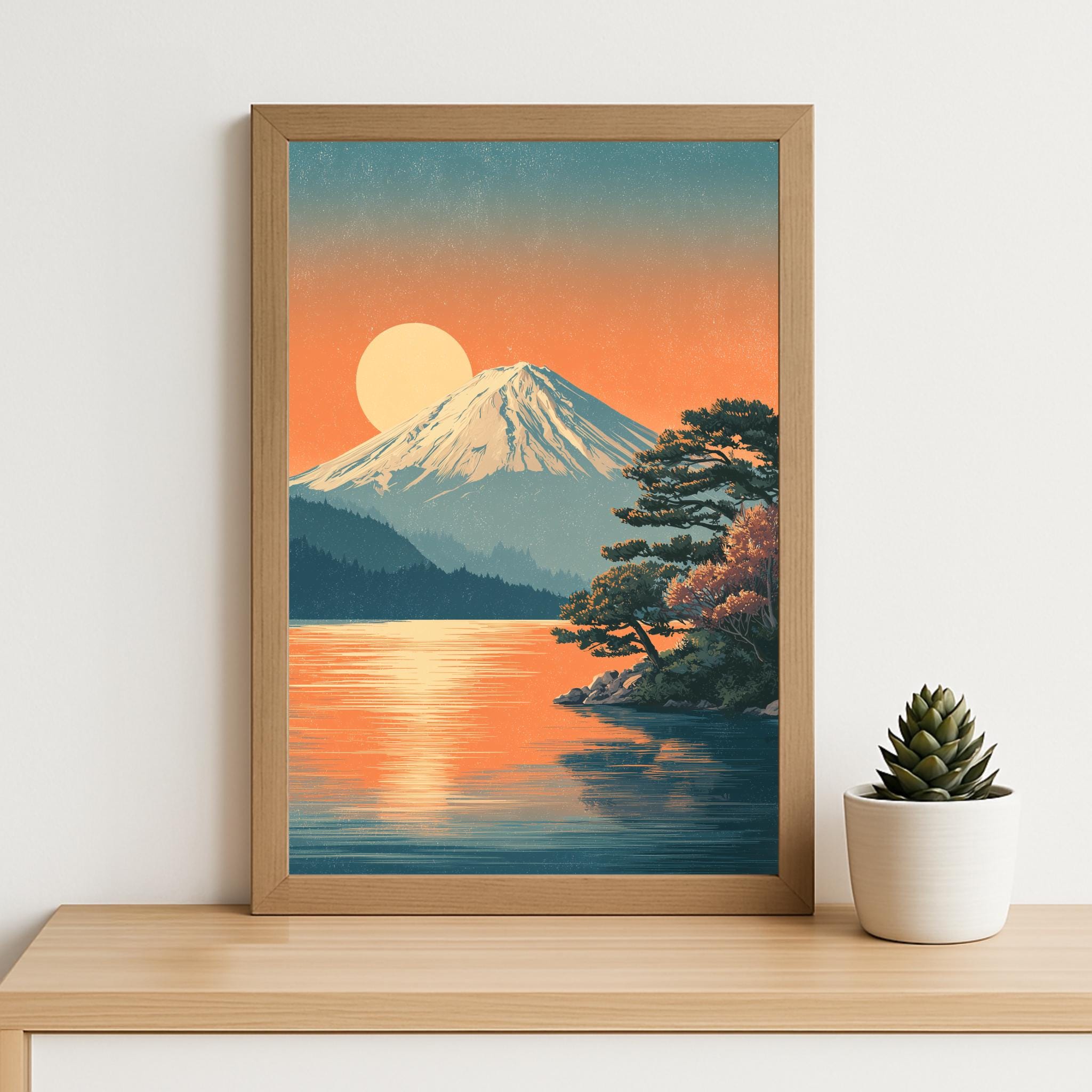 Vintage Mount Fuji Poster: Japanese Sunset Wall Art, Retro Travel Print ...
