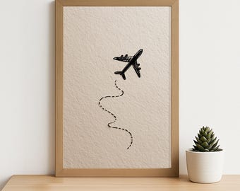 Minimalist Airplane Wall Art – Travel Sketch Poster, Aviation Lover Printable Art, Line Drawing Plane Decor, Digital Download Gift Idea