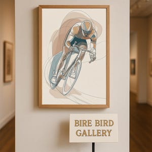 Cyclist Line Art Wall Art Print – Modern Minimalist Bicycle Racing Poster, Sports Lover Gift, Abstract Cycling Illustration for Home Décor