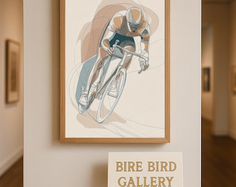 Cyclist Line Art Wall Art Print – Modern Minimalist Bicycle Racing Poster, Sports Lover Gift, Abstract Cycling Illustration for Home Décor