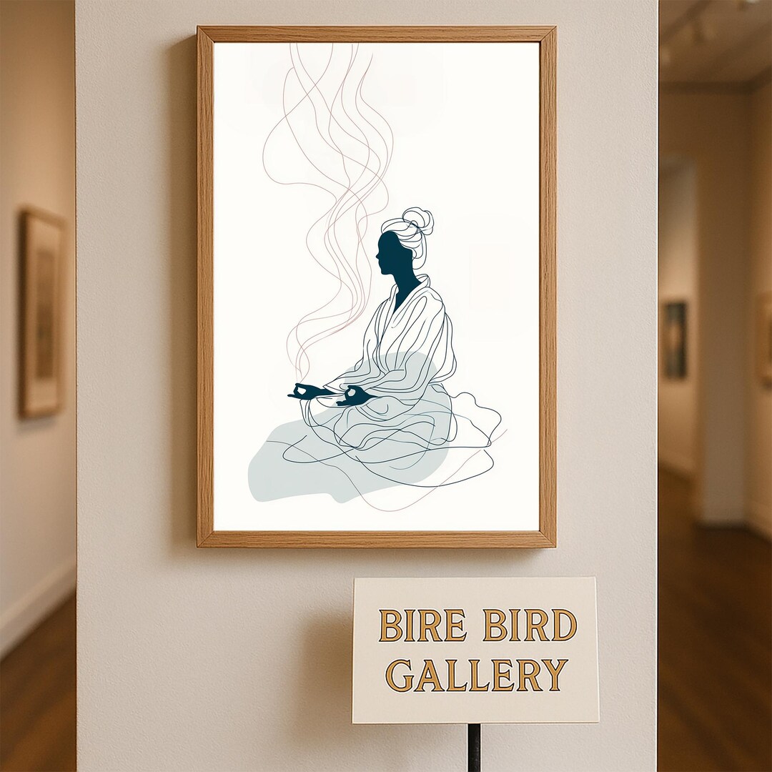 Minimalist Line Art Meditation Woman – Zen Yoga Wall Print With Energy ...
