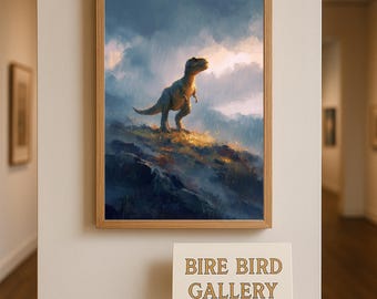Majestic T-Rex in Rainstorm – Dramatic Prehistoric Dinosaur Art Print, Jurassic Wildlife Scene, Epic Nature Wall Decor