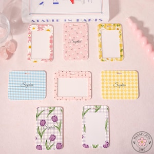 Customized Hard Badge Holder,Floral Checkered ID Holder,Striped Slide Closure Holder,Lanyard Accessory for School,Hospital,Office Essentials