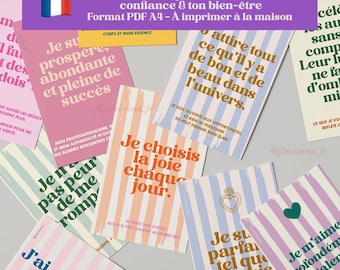 Women Positive Affirmations Card – French – Well-being, Confidence, Gentleness & Energy (Downloadable PDF Version)