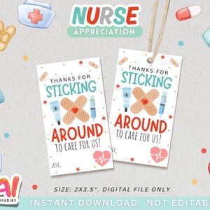 Nurse Appreciation Tag, Printable Nurse Appreciation Tag, Thank You Nurses Gift Tag, Happy Nurses Week Gift Tag, Nurse Gift Tag