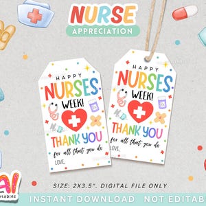 Nurse Appreciation Tag, Printable Nurse Appreciation Tag, Thank You Nurses Gift Tag, Happy Nurses Week Gift Tag, Nurse Gift Tag