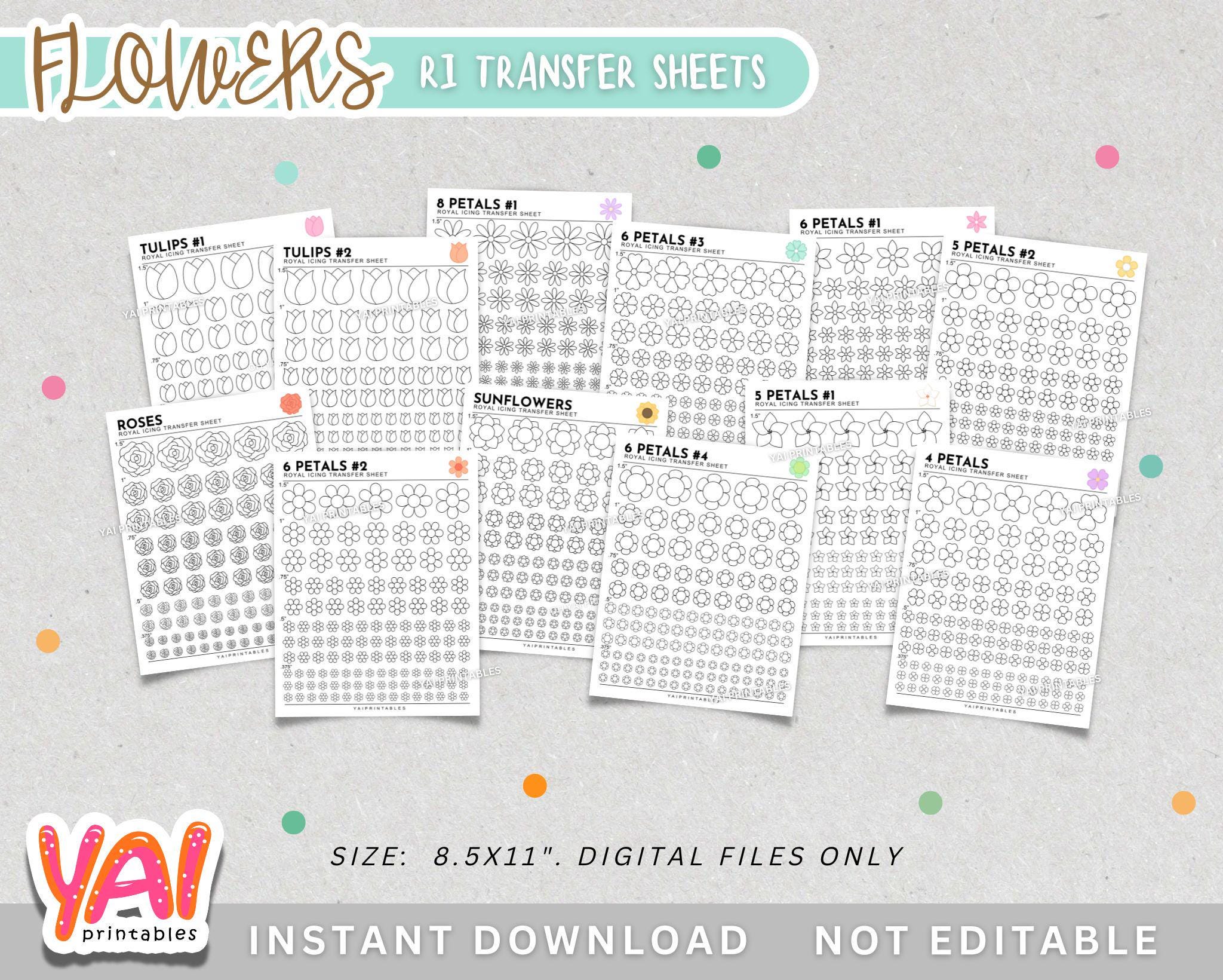 Flowers Royal Icing Transfer Sheets, Flowers RI Transfer Sheets ...